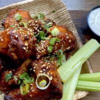 Spicy Wings · hot, with sesame seeds, cilantro, and scallions