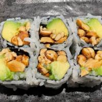 Peanut Avocado Roll · Vegetarian. Sushi roll prepared with peanut and avocado.