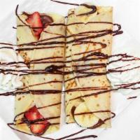 Crepes Maison · In house freshly made crepes with two toppings of your choice.