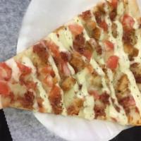 Chicken Bacon Ranch Large Pizza · Classic Chicken Bacon Ranch pizza is topped with breaded chicken cutlets, sizzling bacon, dr...