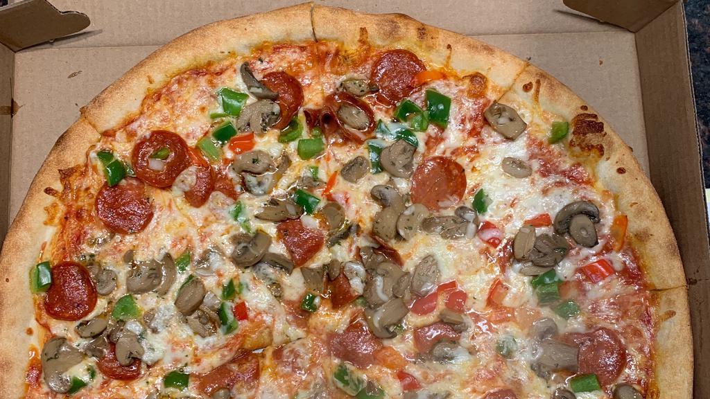 Supreme Pizza · mushrooms, pepperoni, bell peppers, our pizza sauce and mozzarella
