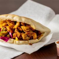 Chicken Shish Kebab Sandwich · Served in a toasted Pita with, lettuce, tomato, cucumber, cabbage, and onion.