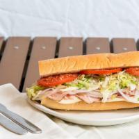 Super Submarine Sandwich · With cheese, boiled ham, prosciuttini, and cappacuolo.