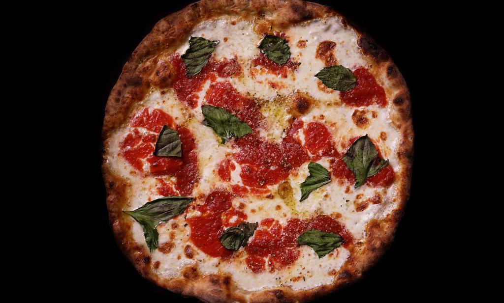 Margherita Pizza · San-Marzano tomato sauce, fresh mozzarella, and basil.
