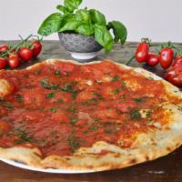The Grandma Pizza Pie · Thin Sicilian crust brushed with olive oil & garlic, fresh mozzarella, and spotted with chun...