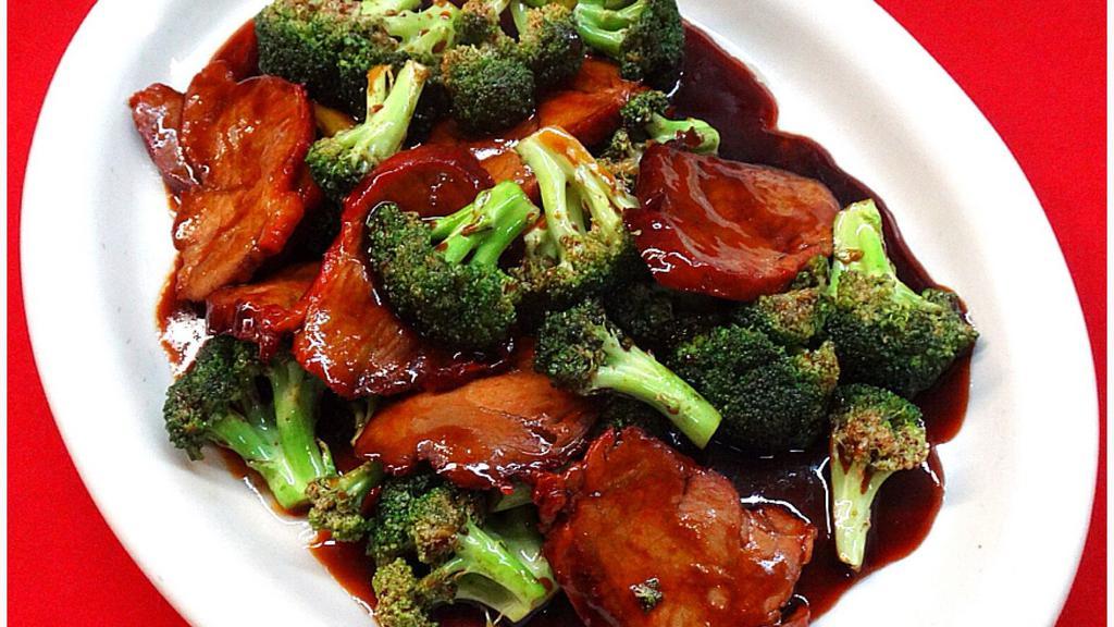 Roast Pork With Broccoli · With rice.