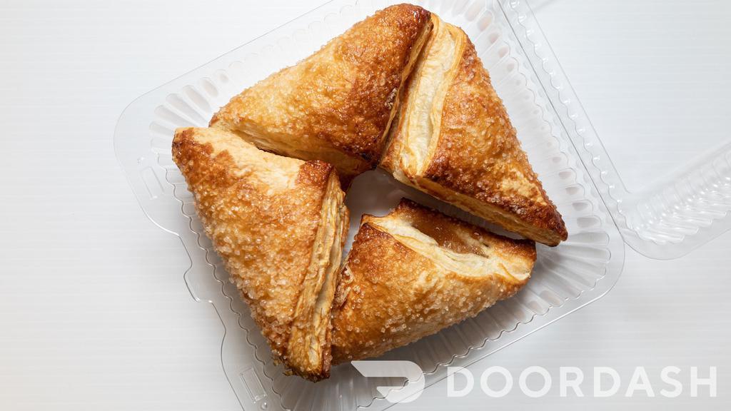  Apple Turnover · 4 pack puff pastry filled with apple filling topped with sugar.