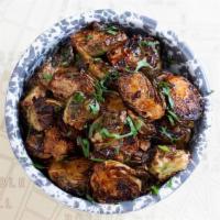 Fried Brussels Sprouts · With Shallots, Oak Aged Vinegar, & Honey