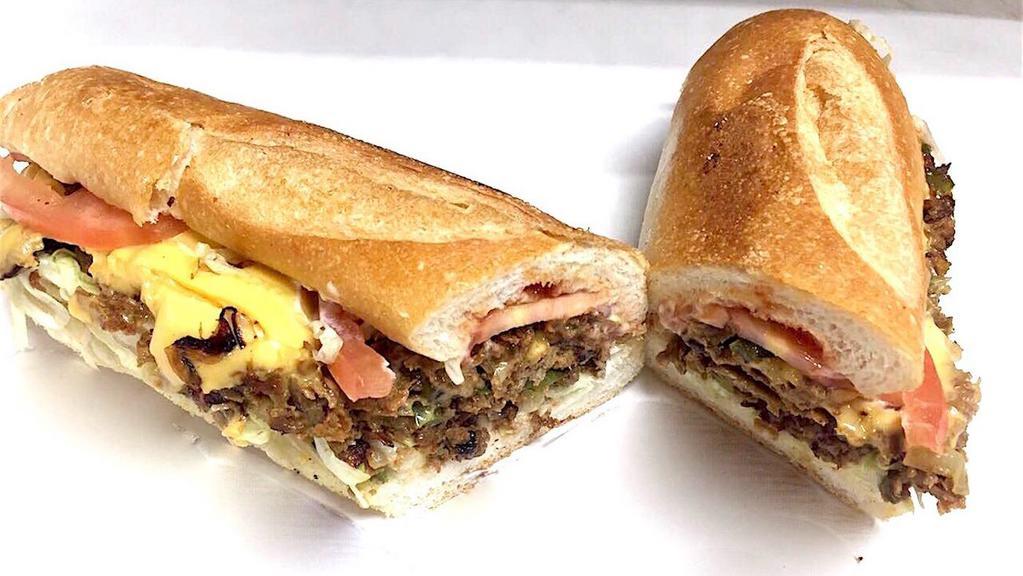 Philly Cheesesteak · it Comes with Onion, Green Pappers, cheese, lettuce, tomato, and mayonaaise