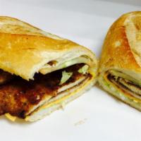 Chicken Cutlet · Comes with cheese, lettuce, tomato, and mayo.