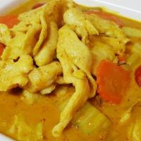 Yellow  Curry · Coconut milk with yellow curry, onion, potato and carrot. Add chicken, beef, pork or shrimp ...