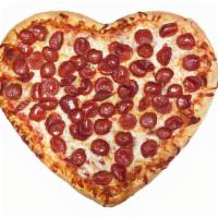 Heart Shape Pizza · Large 8pc Heart Shape Pizza with mozzarella and one topping. Served in our limited edition “...