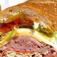 New Yorker · Pastrami, Swiss cheese, coleslaw, onion, lettuce, tomato and Russians dressing.