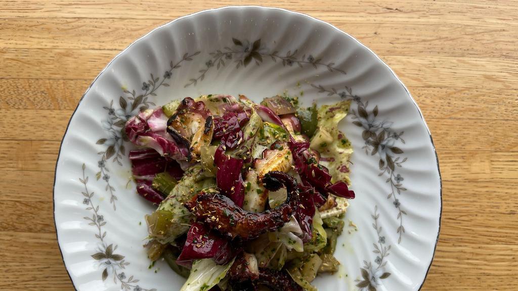 Charred Octopus · olive, fennel, treviso, pistou