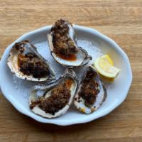 Roasted Oysters · merguez sausage, bread crumb, chile oil
4 per order