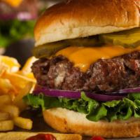 Jalapeno Cheeseburger · Fresh half lb beef patty, fresh cut lettuce, tomatoes, pickles, onions and customers choice ...