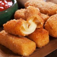 Mozzarella Sticks · Battered mozzarella cheese deep fried to golden-brown perfection.