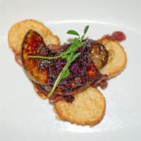 Seared Foie Gras · Balsamic glazed red onions, blueberry compote.