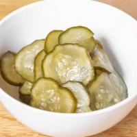 Side Of Pickles · Classic house-made pickle chips! Our special recipe- part sour/sweet/garlic/dill! They make ...