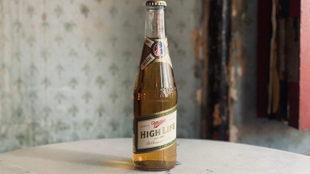 Miller, High Life, Pale Lager
 · WI, United States, 4.7%, 12 oz. bottle.