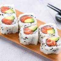 R11 Salmon Avo Roll · Sushi roll with salmon and avocado.