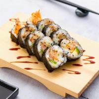 R18 Shrimp Tempura Roll (8Pcs) · Sushi roll with shrimp tempura.