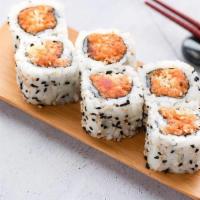 R13 Crunchy Spicy Tuna Roll · Sushi roll with spicy tuna and crunchy Japanese crackers.