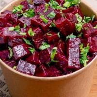 Marinated Beets · Pickled Red Beets, Cilantro, and Cumin in Lemon Juice.