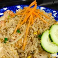 Thai Fried Rice · Fried rice with carrot, onion, tomato, scallion and egg.