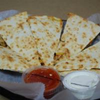 Cheddar Cheese Quesadilla · -- Comes with Salsa and Sour Cream.