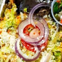 Nachos Con Carne Asada · Tortilla, beans, beefsteak, lettuce, tomatoes, onion, pico de gallo, mozzarella, sour cream,...