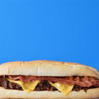 Fatties Bacon Cheesesteak · Classic 10” Philly cheesesteak loaded with grilled steak, melted cheese and smoked bacon on ...