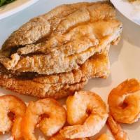 Whiting (2) With Shrimp (6) · Served with fries, sald or one side.