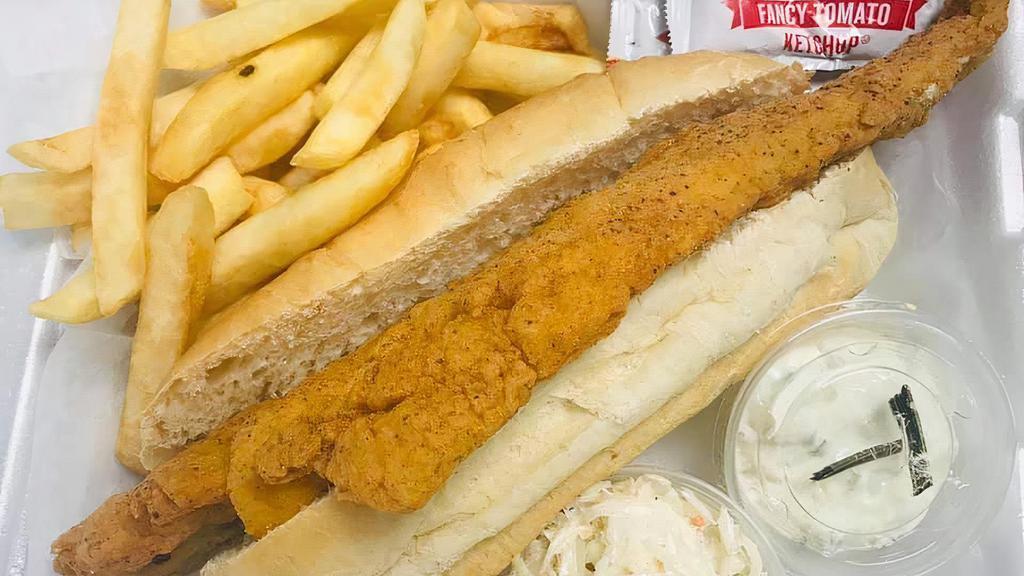 Haddock Dinner · Fresh 8-10 OZ   Fried  Haddock  in a roll Is served with fries Ketchup and tartar sauce With your choice of Mac salad or coleslaw .
 Please let us know what you like and instructions