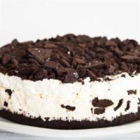 Oreo Cookie Cake · Chocolate flavored cake topped with oreo cookies.