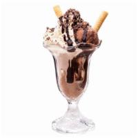 Chocolate Ice Cream Sundae · 2 scoops of delicious Haagen-Dazs chocolate ice cream along with chocolate syrup, whipped cr...
