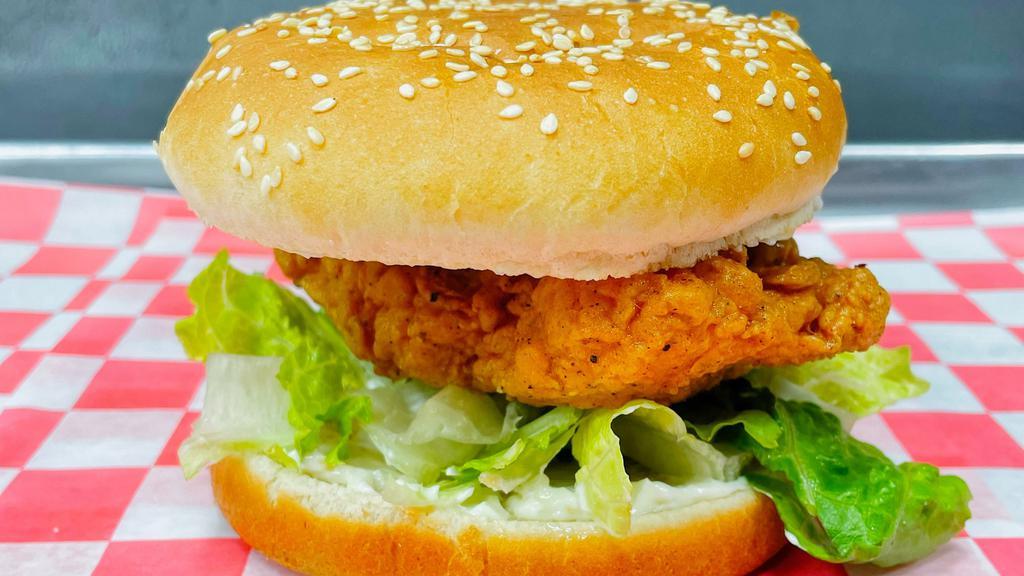 Chicken 'Zinger' Sandwich · Halal. Lettuce, Pickles,, mayonnaise.