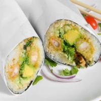 Store 342 · Double shrimp tempura, avocado, cucumber, sweet tofu, seaweed salad with eel sauce and spicy...