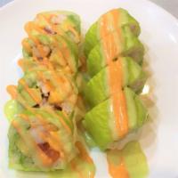 Big Bang Roll (8) · Tuna, salmon, steam shrimp, avocado, mango wrap in soybean paper with wasabi mayo, spicy may...