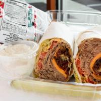 Californian Wrap · Roast beef, bacon, cheddar cheese, lettuce, tomato, and Russian dressing. Served with chips ...