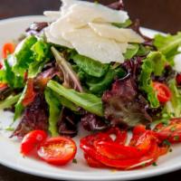 Insalata Fresca · Mesculin salad, cherry tomatoes, roasted red peppers and shaved parmigiano reggiano cheese w...