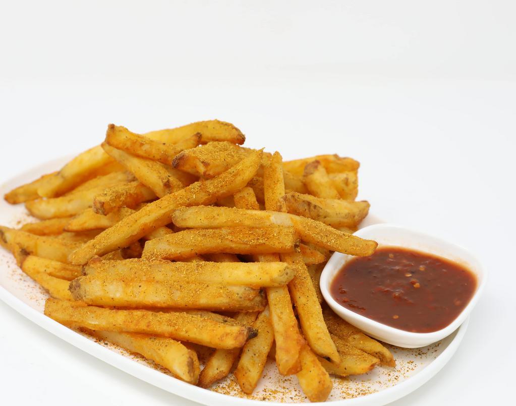 Seasoned Fries · Our seasoned fries are oven-baked and tossed with our twisted rub seasoning.
