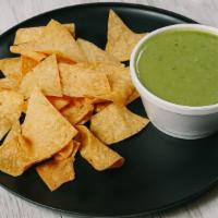 Chips & Salsa (8Oz) · Crunchy Tortilla Chips and 8oz Choice of Green Salsa, Red (Spicy) Salsa, or Pico de Gallo.