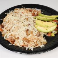 De Pollo · A Mix of Grilled Chicken, Grilled Onions, Bacon, and Melted Mozzarella on Top. With a Side o...