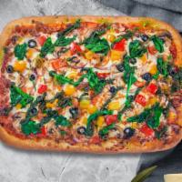 Veggie Medley Vegan Pizza · This pizza is for the veggie lovers out there. Vegan 14
