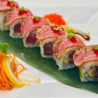 Star Dragon Roll · Choice of Shrimp, Eel, Tuna, Salmon, Yellowtail, White Tuna, Topped with Avocado, Sushi Sauc...