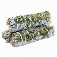 White Sage & Rue Mix · This sage smudge is 4” in size. It is comprised of white sage and rue.
