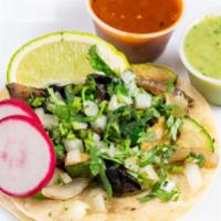Veggie Tacos Order (3) · Three Tacos A mix of grilled zucchini, portobello mushroom, green peppers, and grilled onion...