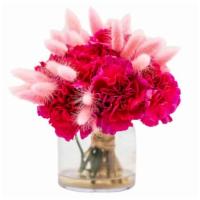 Carnation Perfection · Fox tail and deep pink roses for a fabulously fresh pop of color.