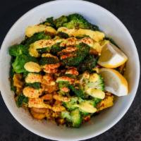 Awesome Bowl · Tofu scramble, kale, home fries, peppers, broccoli and hollandaise drizzled on top
Gluten Free